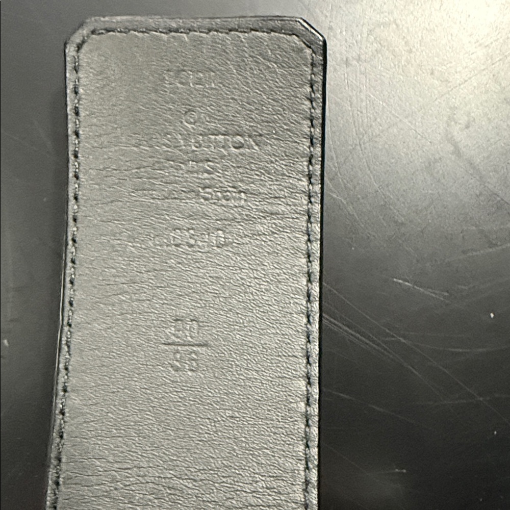RARE Louis Vuitton Dark Checkered Belt with Silver Logo in pristine condition. - Picture 4 of 5